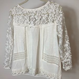 Guest Editor (Anthropologie) lace sleeve blouse